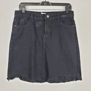 Max Fashion Kids Size 15-16 Black Denim Mini Skirt Frayed Fringe Hem Western NWT